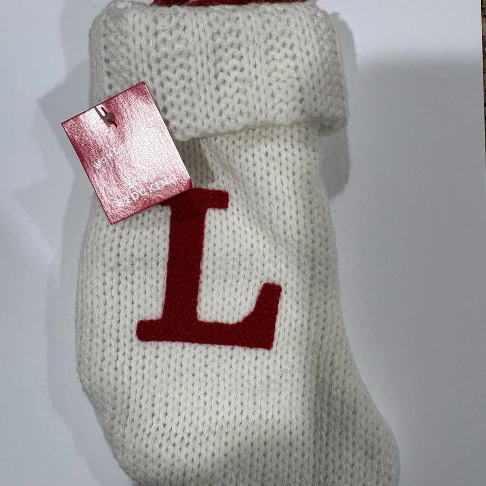 Letter L Wondershop Mini Christmas Stocking White Knit Target New